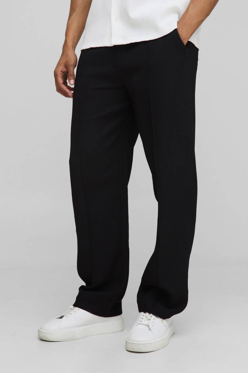 Elasticated Waist Relaxed Fit Pleated Trouser - Black - Xs, Black Elasticated Waist Relaxed Fit Pleated Trouser - Black - Xs, Black von boohoo