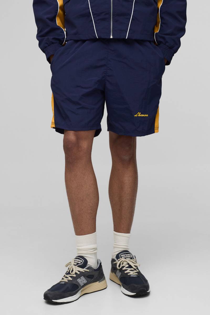 Elastische Colorblock Shorts In Knitteroptik - Navy - Xs, Navy Elastische Colorblock Shorts In Knitteroptik - Navy - Xs, Navy von boohoo
