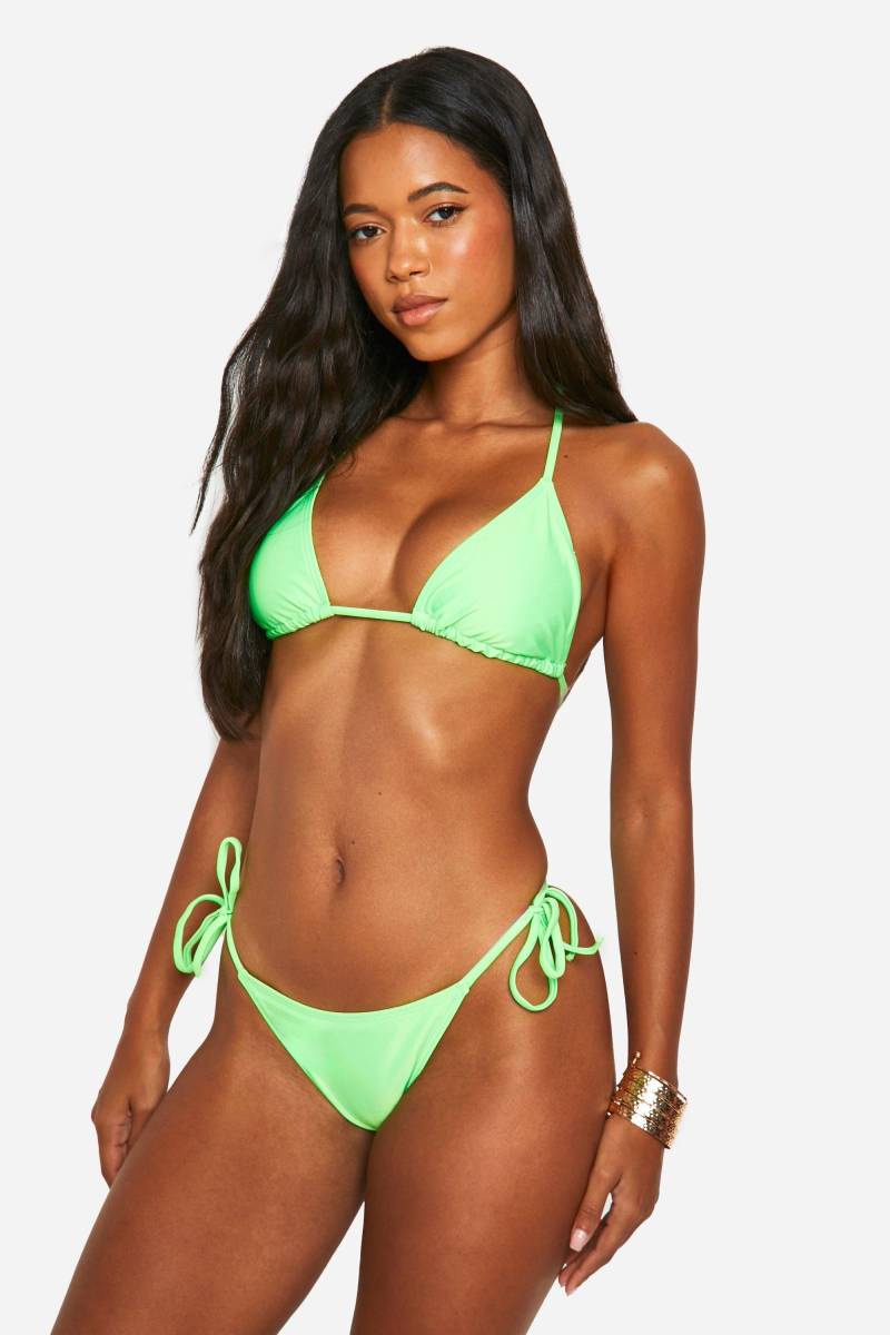 Essentials Bikinihose Mit Seitlicher Bindung - Bright Green - 38, Bright Green von boohoo