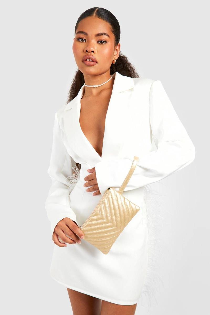 Gesteppte Basic Clutch-Tasche - Gold - One Size, Gold von boohoo