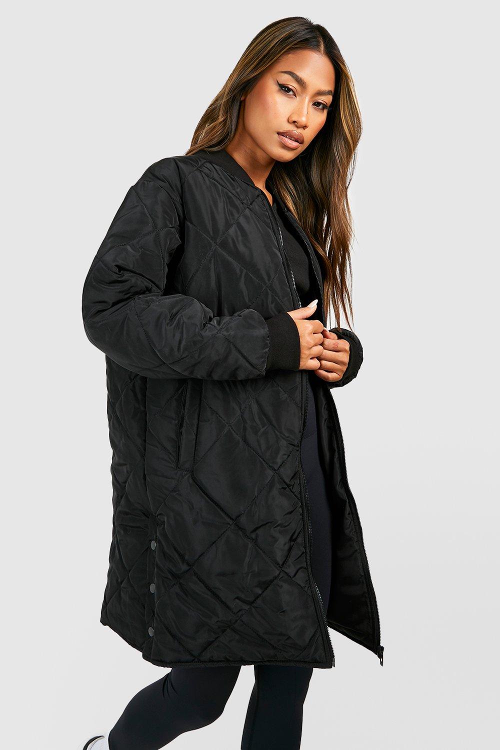 Gesteppte Longline Bomberjacke - Black - 34, Black von boohoo