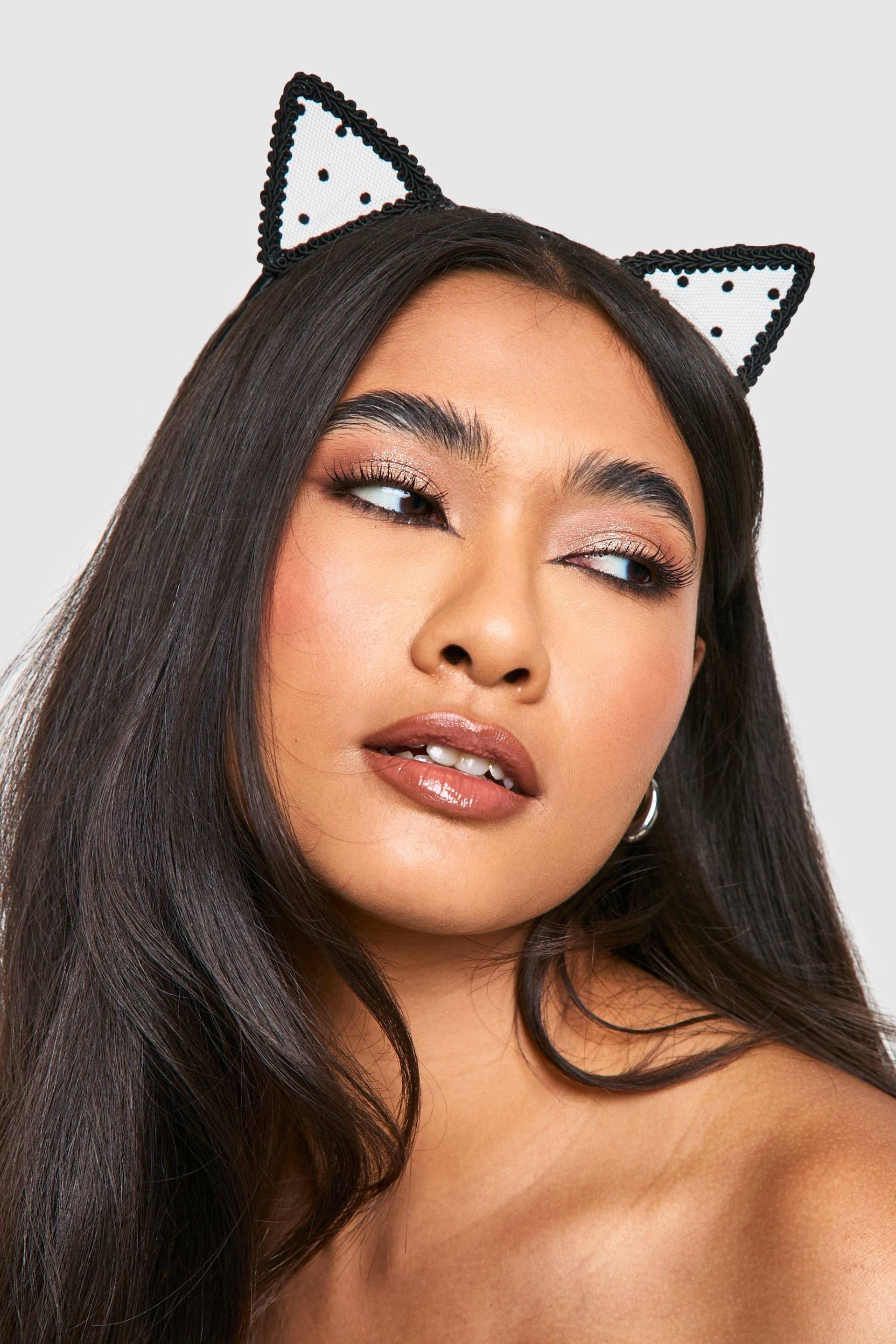 Halloween Mesh Katzenohren - Schwarz - One Size, Schwarz von boohoo