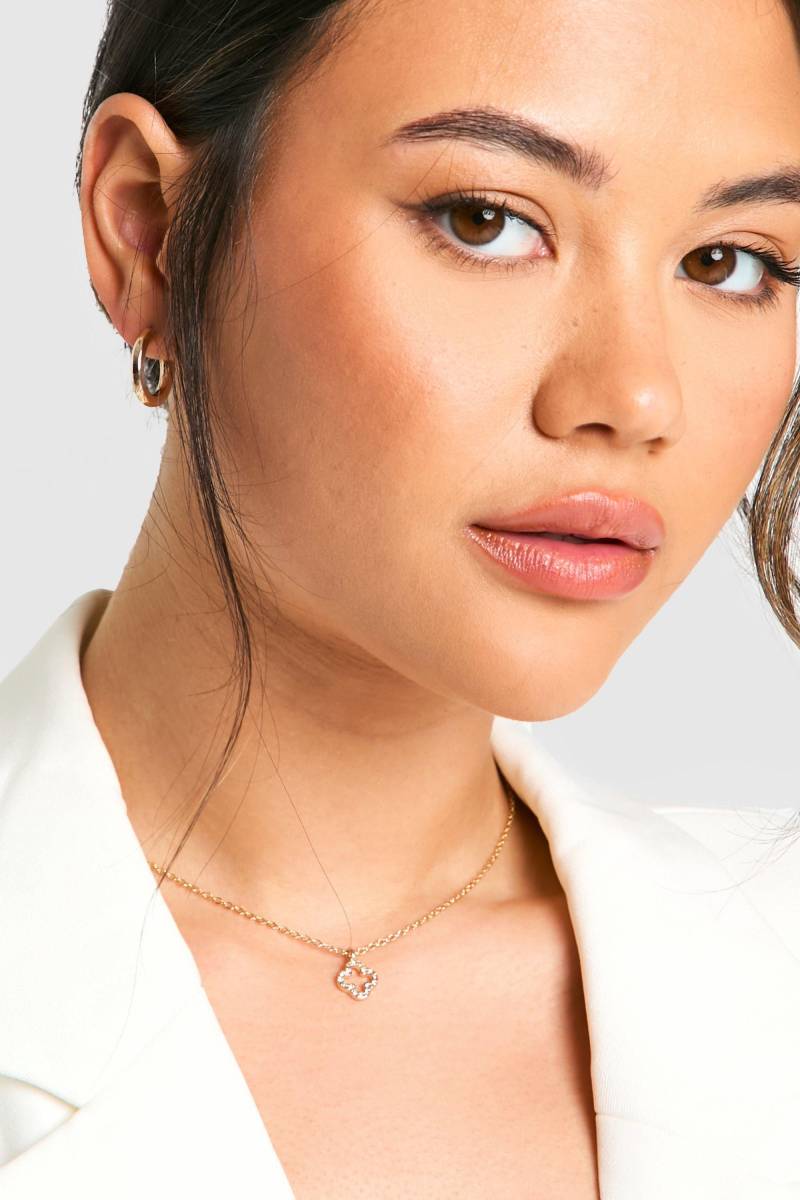 Halskette Mit Strass- Kleeblatt - Gold - One Size, Gold von boohoo