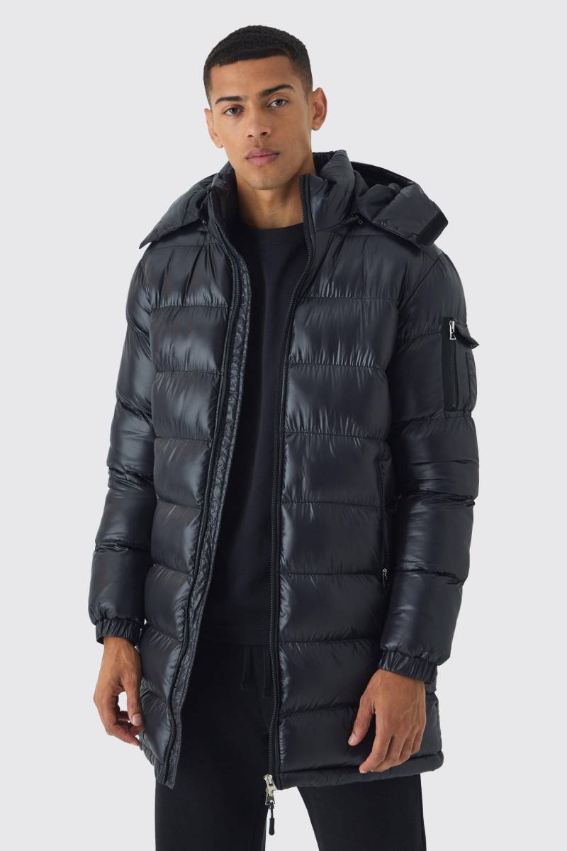 Hochglänzende Gepolsterte Steppjacke Mit Kapuze - Black - Xs, Black Hochglänzende Gepolsterte Steppjacke Mit Kapuze - Black - Xs, Black von boohoo