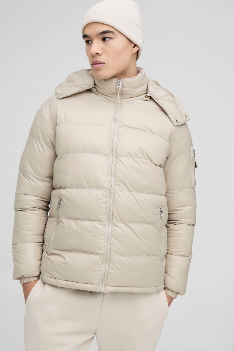 Hochglänzende Gepolsterte Steppjacke - Stone - Xs, Stone Hochglänzende Gepolsterte Steppjacke - Stone - Xs, Stone von boohoo