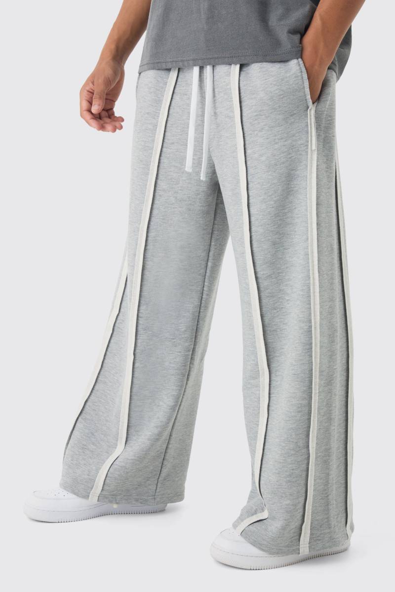Jogginghose Mit Extrem Weitem Bein Und Naht-Detail - Grey Marl - M, Grey Marl von boohoo