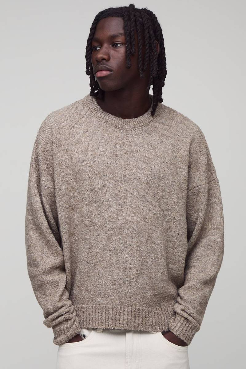 Kastiger Bouclee-Pullover - Stone - Xs, Stone Kastiger Bouclee-Pullover - Stone - Xs, Stone von boohoo