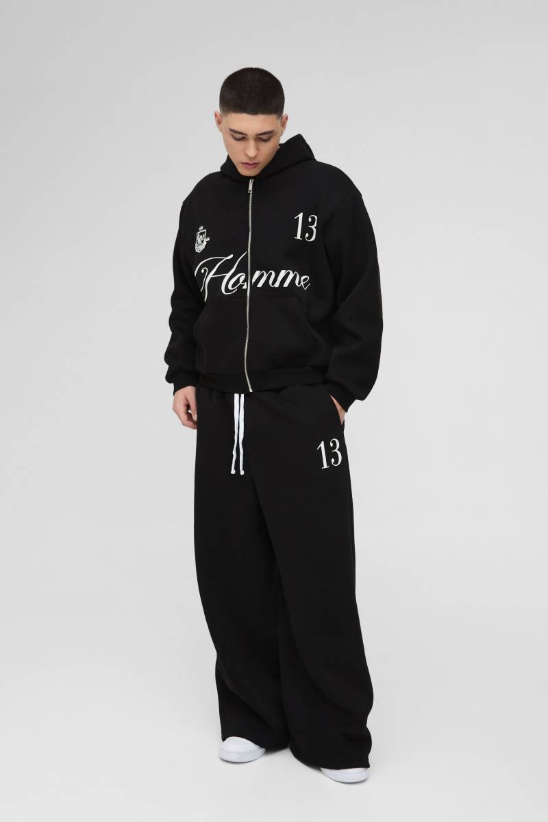 Kastiger Oversize Homme Trainingsanzug Mit Extrem Weitem Bein - Black - Xs, Black Kastiger Oversize Homme Trainingsanzug Mit Extrem Weitem Bein - Black - Xs, Black von boohoo