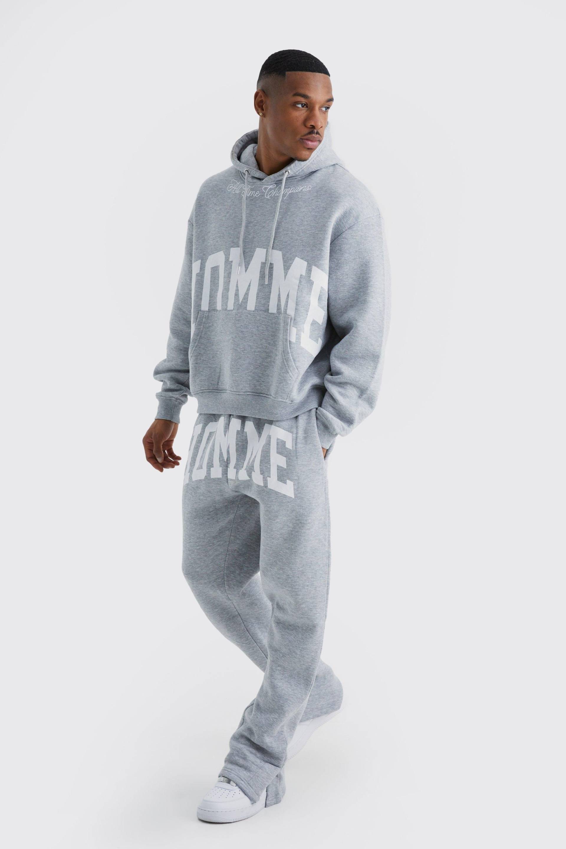 Kastiger Oversize Homme Trainingsanzug Mit Geteiltem Saum - Grey Marl - Xs, Grey Marl Kastiger Oversize Homme Trainingsanzug Mit Geteiltem Saum - Grey Marl - Xs, Grey Marl von boohoo