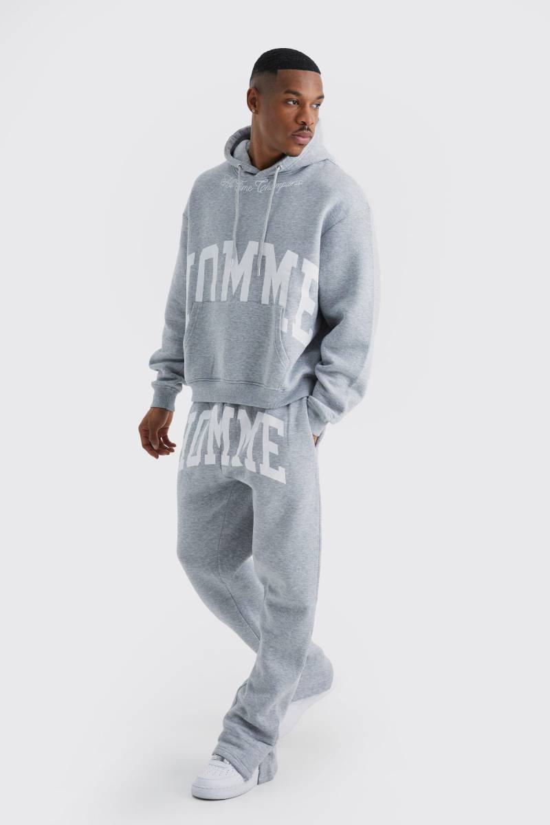 Kastiger Oversize Homme Trainingsanzug Mit Geteiltem Saum - Grey Marl - Xs, Grey Marl von boohoo