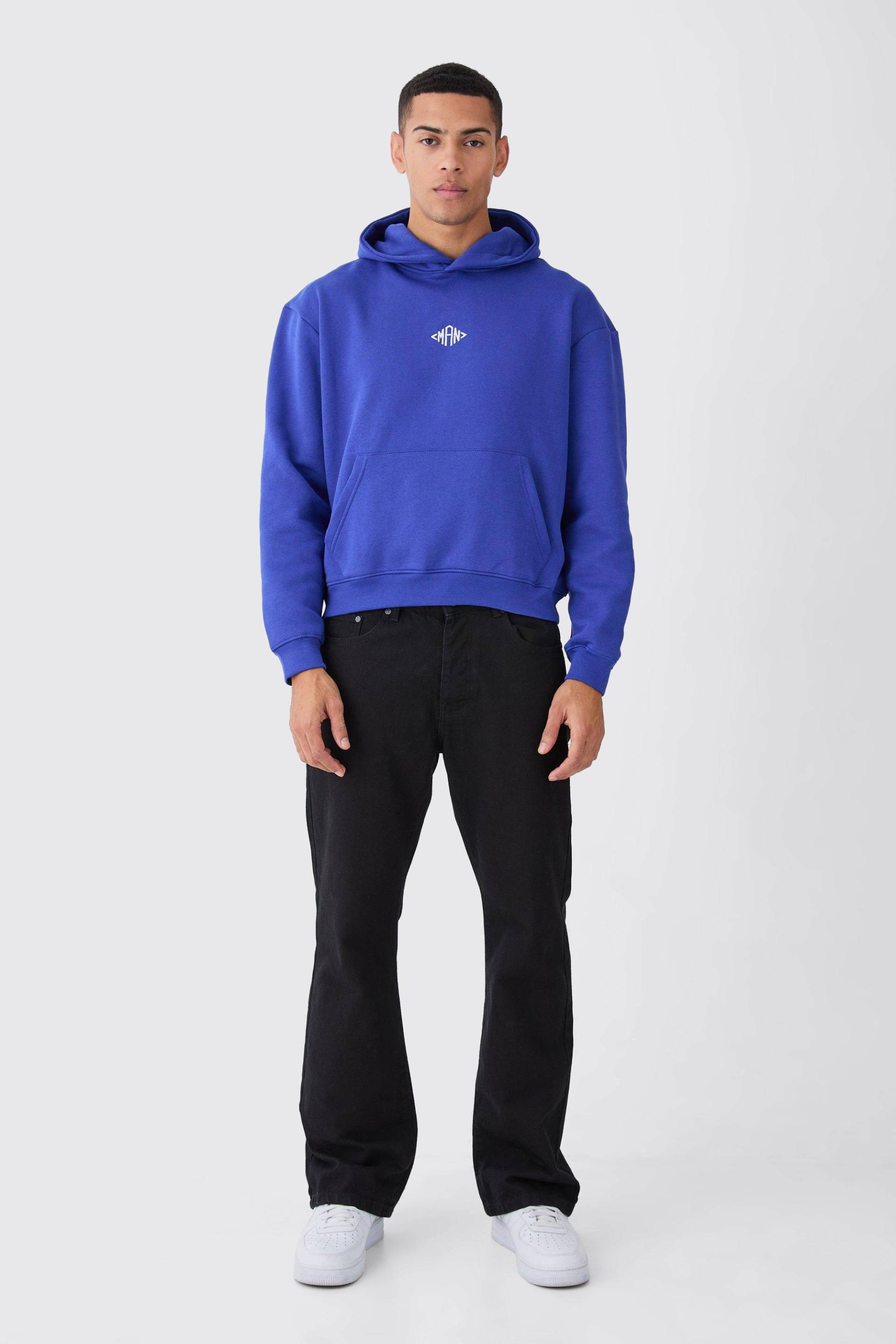 Kastiger Oversize Man Hoodie - Cobalt - M, Cobalt von boohoo