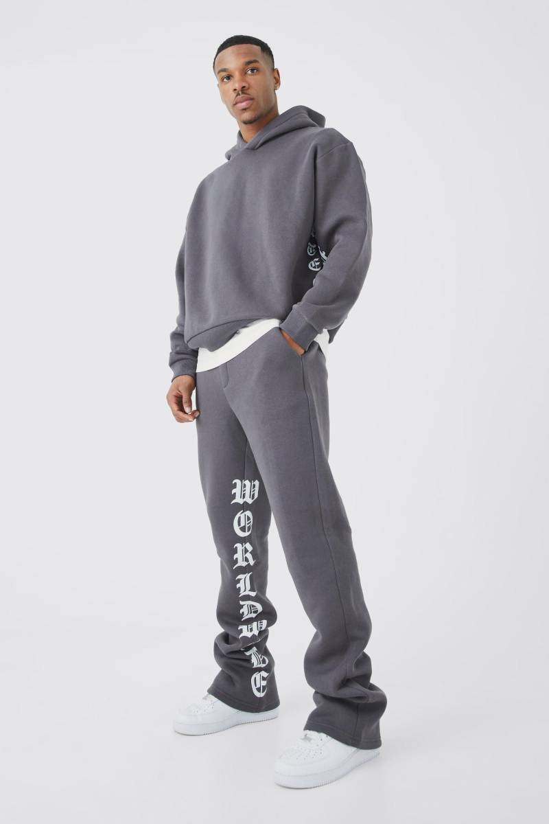 Kastiger Oversize Trainingsanzug Mit Print - Grey - Xs, Grey Kastiger Oversize Trainingsanzug Mit Print - Grey - Xs, Grey von boohoo