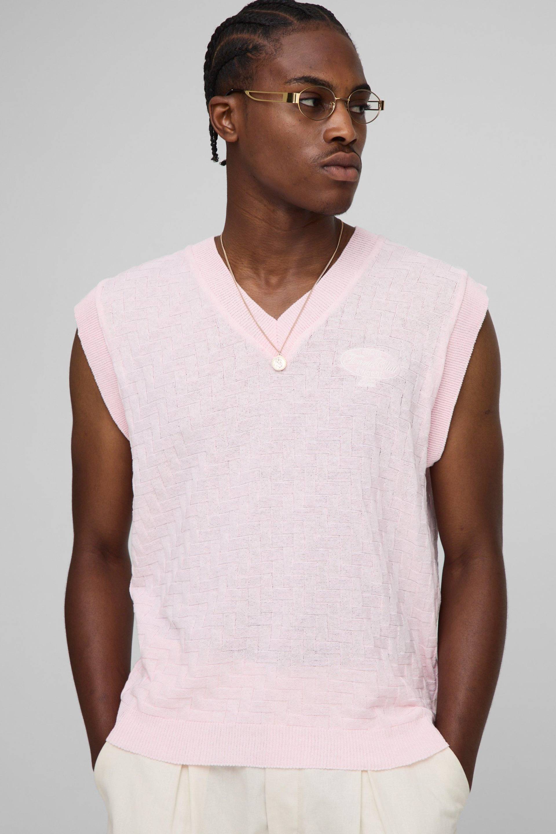 Kastiges Besticktes Strick-Pullunder - Pink - M, Pink Kastiges Besticktes Strick-Pullunder - Pink - M, Pink von boohoo