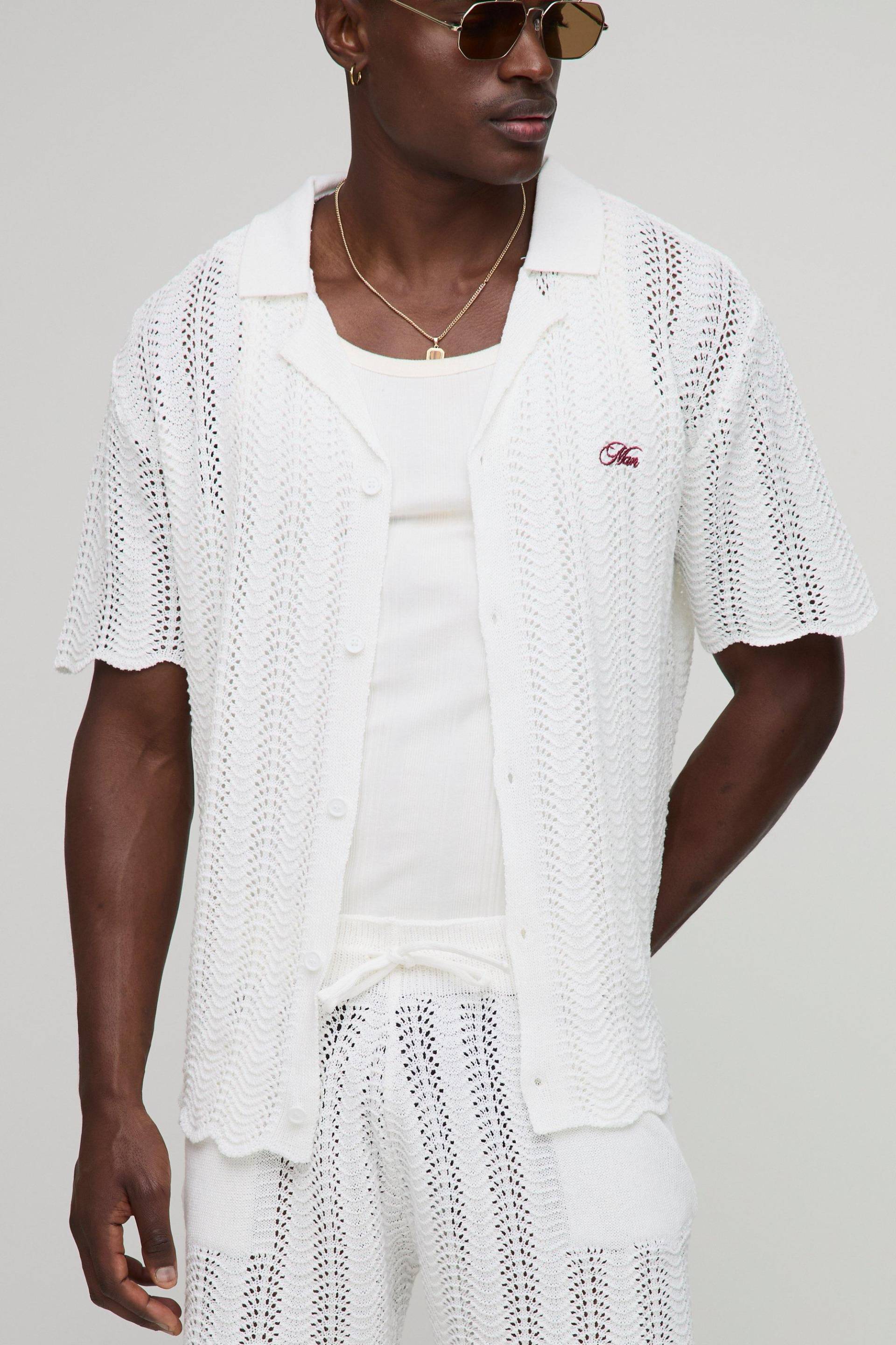 Kastiges Oversize Man Hemd Mit Stickerei - White - L, White Kastiges Oversize Man Hemd Mit Stickerei - White - L, White von boohoo