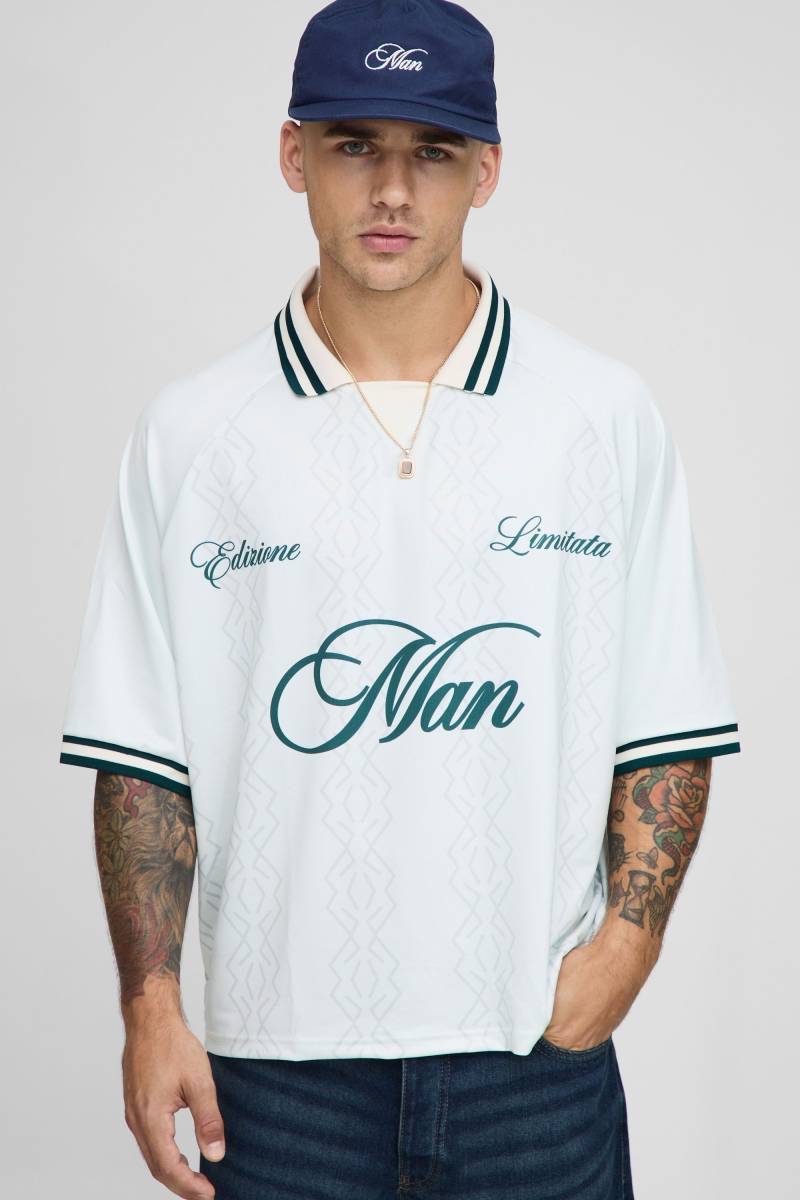 Kastiges Oversize Man Raglan Sport-Oberteil - Ecru - S, Ecru von boohoo