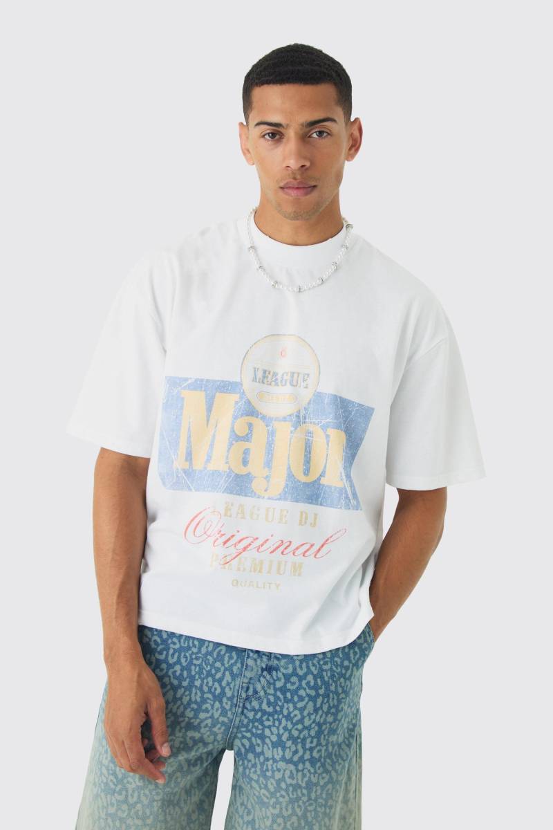 Kastiges Oversize T-Shirt Mit Geteiltem Saum - White - S, White von boohoo