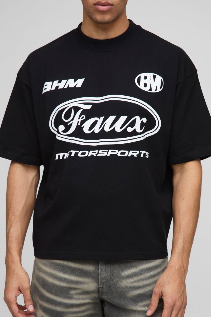Kastiges Oversize T-Shirt Mit Moto-Print - Black - Xs, Black Kastiges Oversize T-Shirt Mit Moto-Print - Black - Xs, Black von boohoo