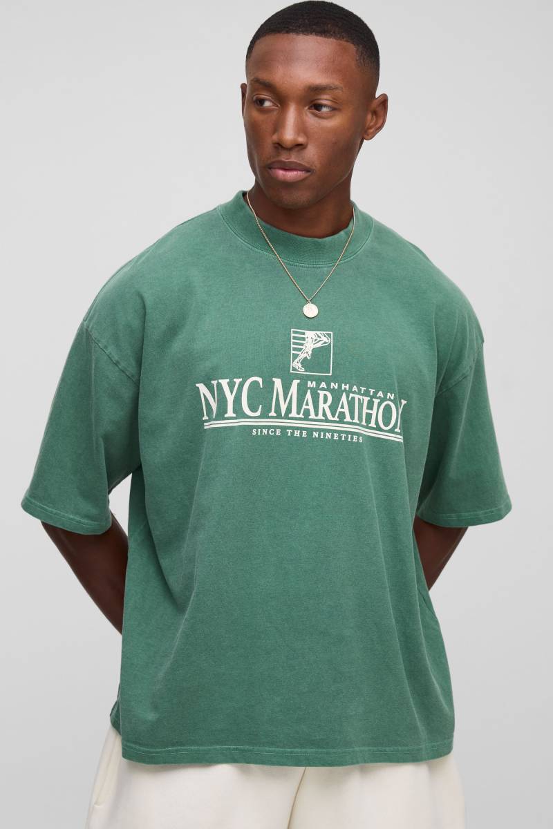 Kastiges Oversize T-Shirt Mit Nyc Marmorprint - Forest - Xs, Forest Kastiges Oversize T-Shirt Mit Nyc Marmorprint - Forest - Xs, Forest von boohoo