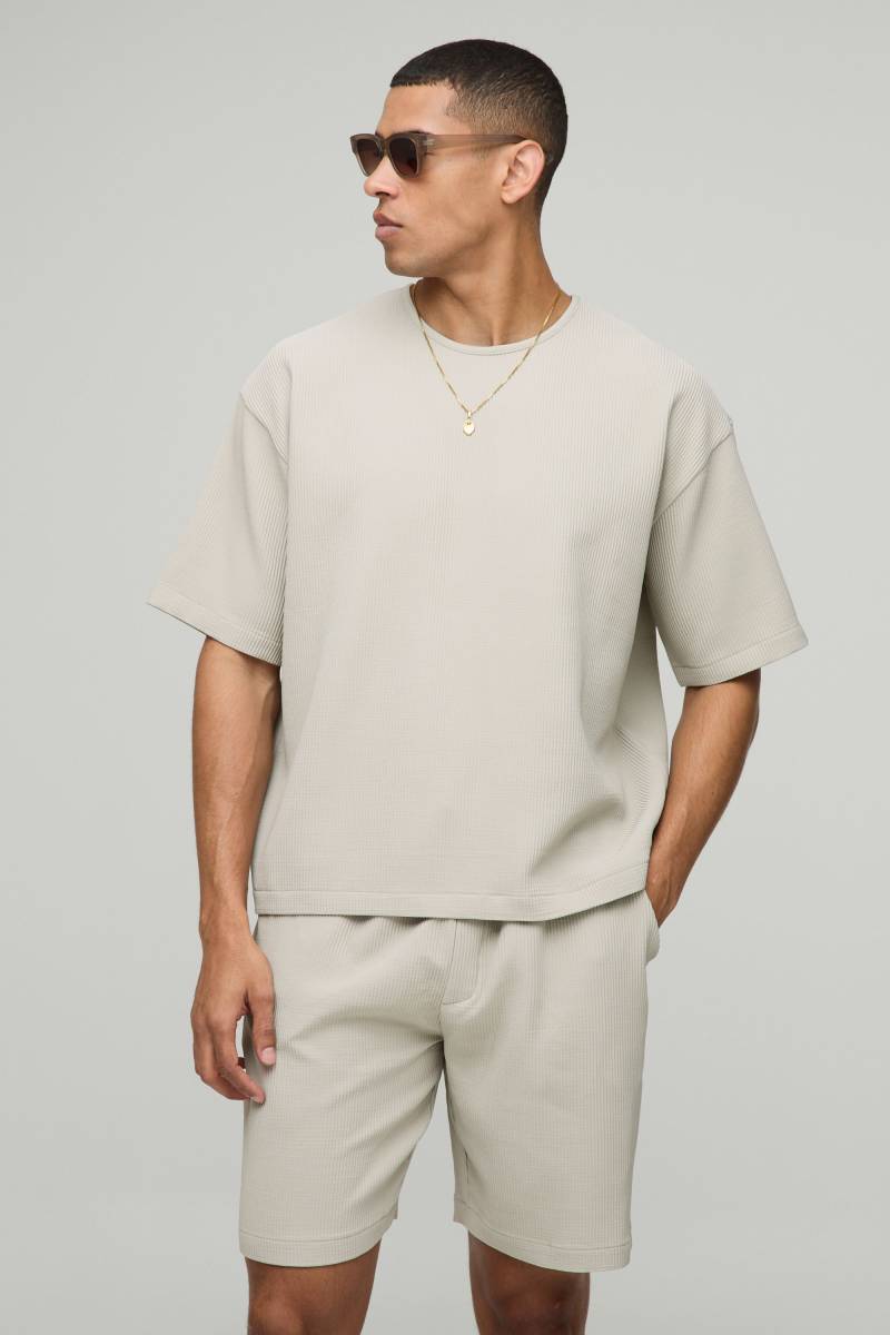Kastiges Oversize T-Shirt Und Lockere Mittellange Shorts - Stone - Xs, Stone Kastiges Oversize T-Shirt Und Lockere Mittellange Shorts - Stone - Xs, Stone von boohoo