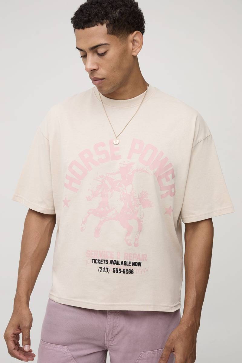 Kastiges Oversize Vesttop Mit Western-Print - Stone - M, Stone von boohoo