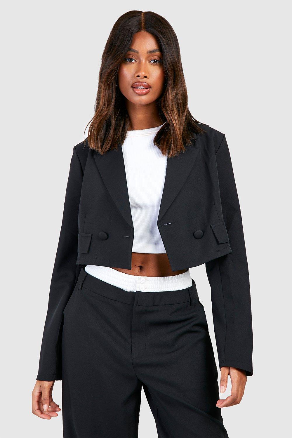 Kurzer Kastiger Basic Blazer Mit Taschen-Detail - Black - 32, Black von boohoo