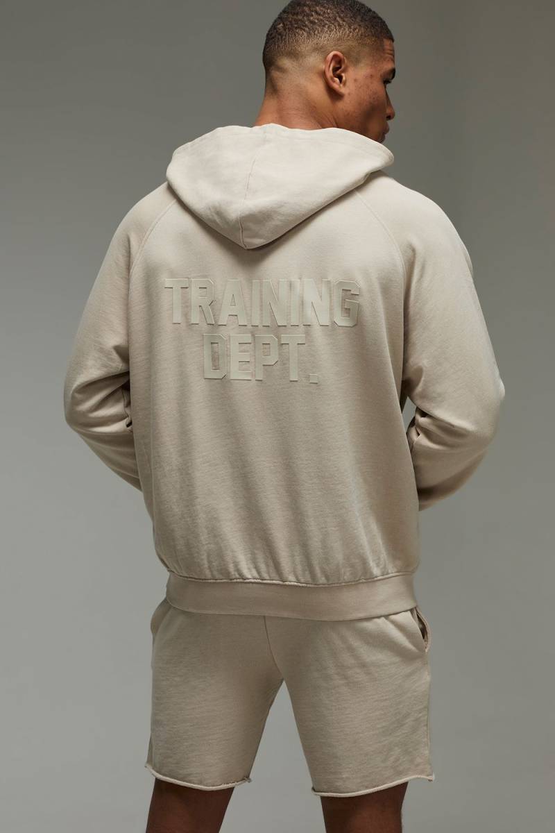 Kurzer Oversize Man Active Trainingsanzug - Stone - L, Stone von boohoo