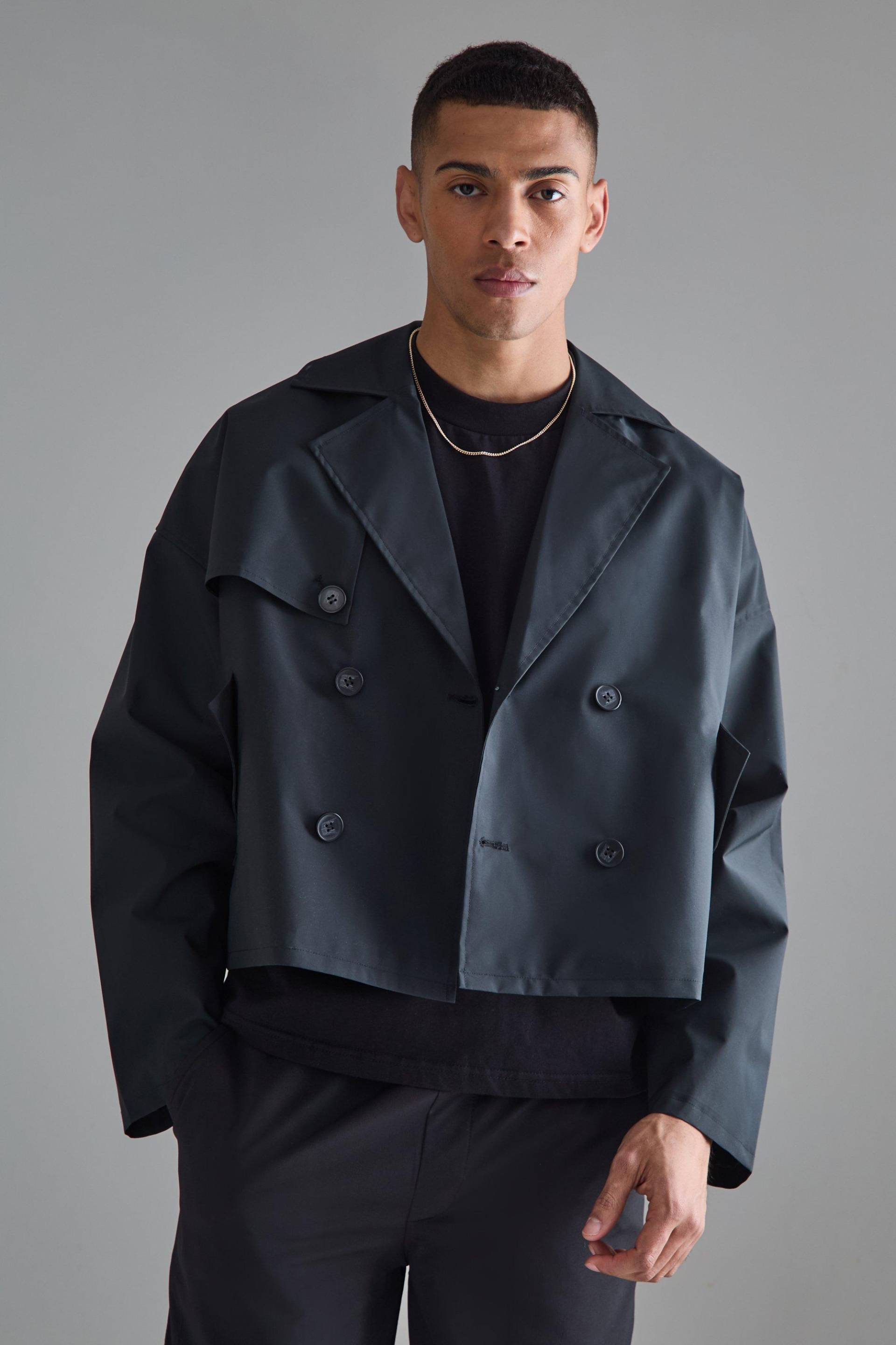Kurzer Zweireihiger Trenchcoat - Black - M, Black Kurzer Zweireihiger Trenchcoat - Black - M, Black von boohoo