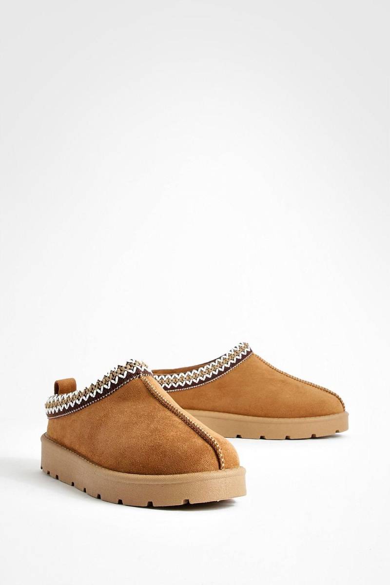 Kuschelige Bestickte Mules - Chestnut - 37, Chestnut Kuschelige Bestickte Mules - Chestnut - 37, Chestnut von boohoo