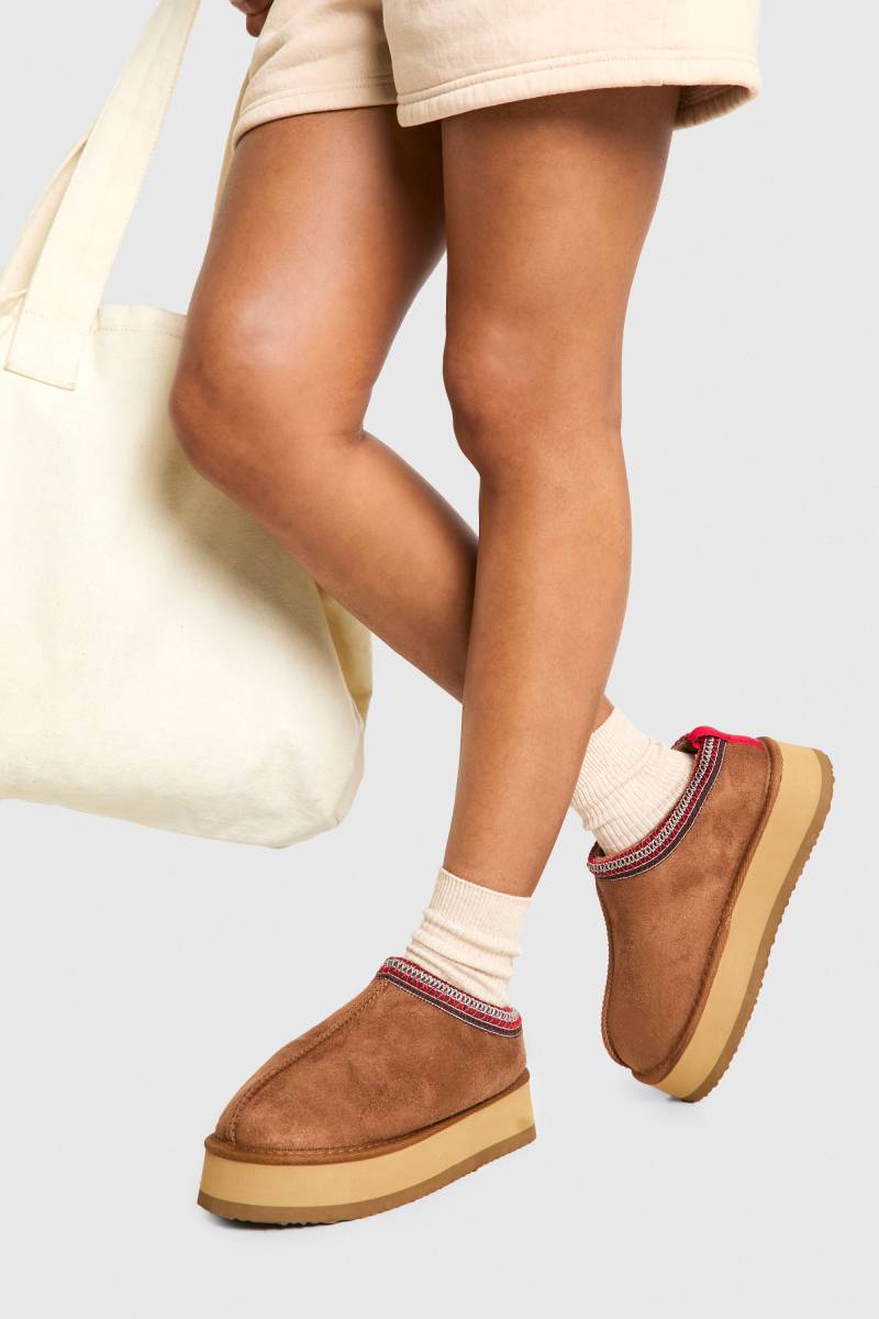 Kuschelige Platform-Mules - Chestnut - 40, Chestnut Kuschelige Platform-Mules - Chestnut - 40, Chestnut von boohoo