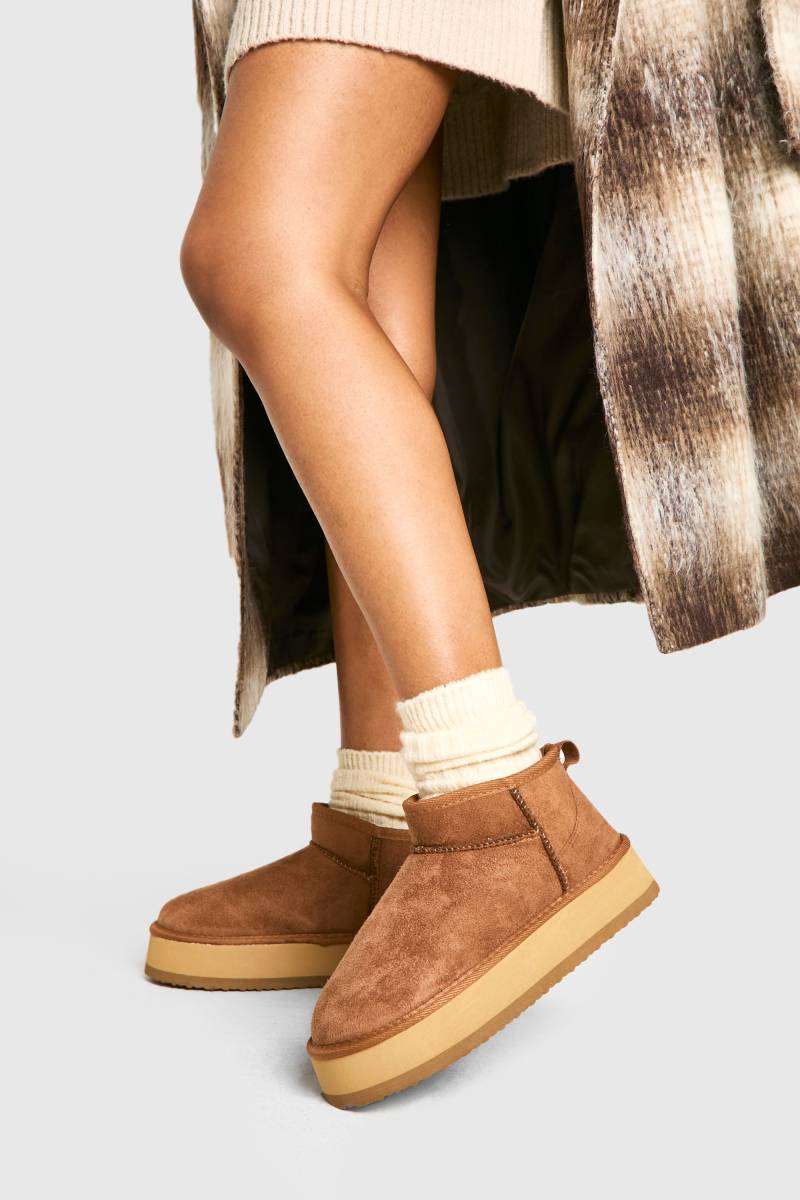 Kuschelige Platform-Stiefel - Chestnut - 36, Chestnut Kuschelige Platform-Stiefel - Chestnut - 36, Chestnut von boohoo