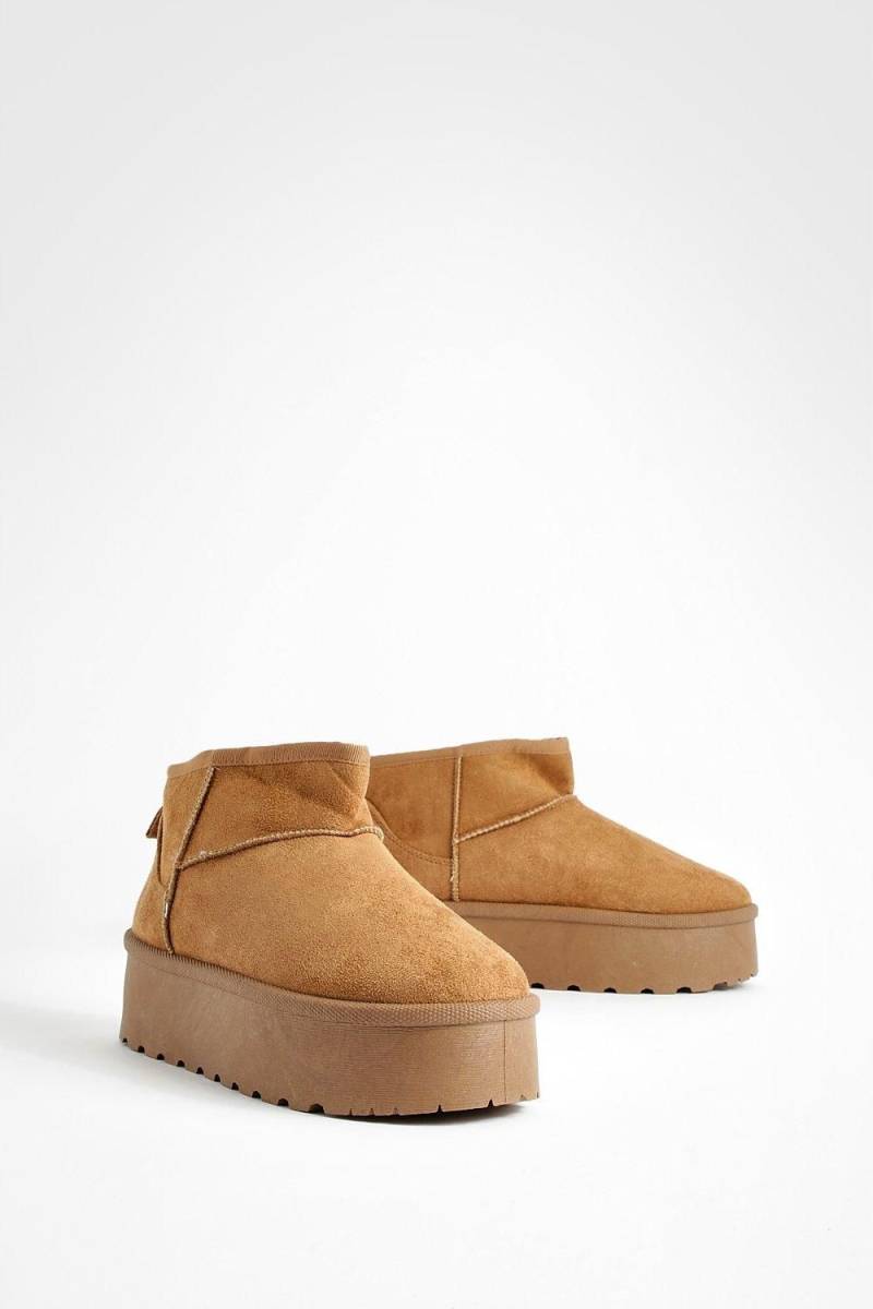 Kuschelige Platform-Stiefel - Chestnut - 39, Chestnut von boohoo