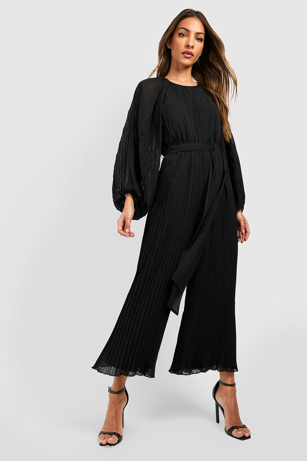 Langärmliger Culotte-Jumpsuit - Black - 38, Black von boohoo