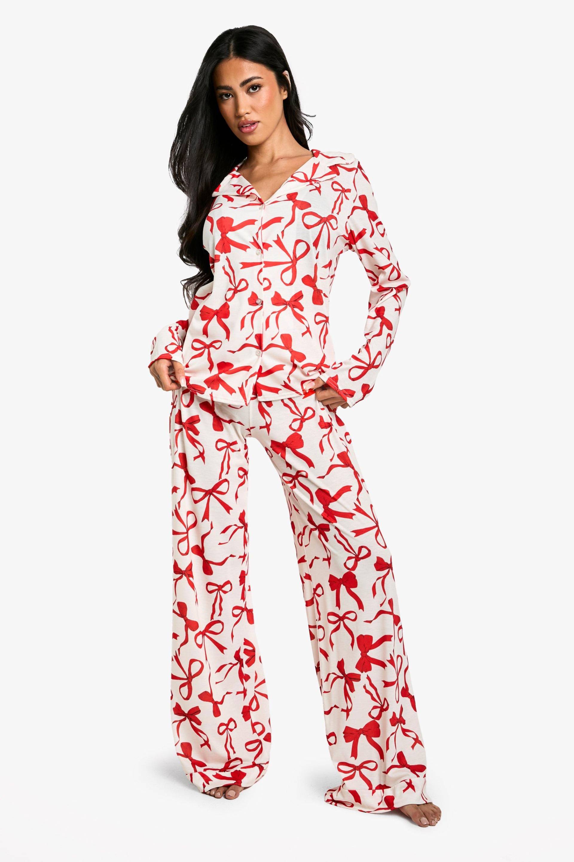 Langärmliges Valentinstags Pyjama-Set Mit Schleifen - Red - 34, Red Langärmliges Valentinstags Pyjama-Set Mit Schleifen - Red - 34, Red von boohoo