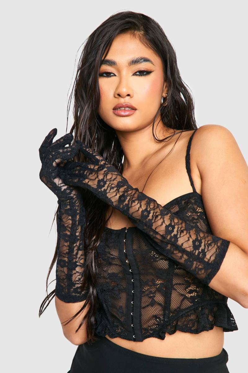 Lange Handschuhe Aus Spitze - Black - One Size, Black von boohoo