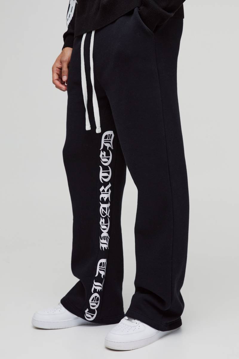 Lockere Jogginghose Mit Gothic-Print - Black - Xs, Black von boohoo