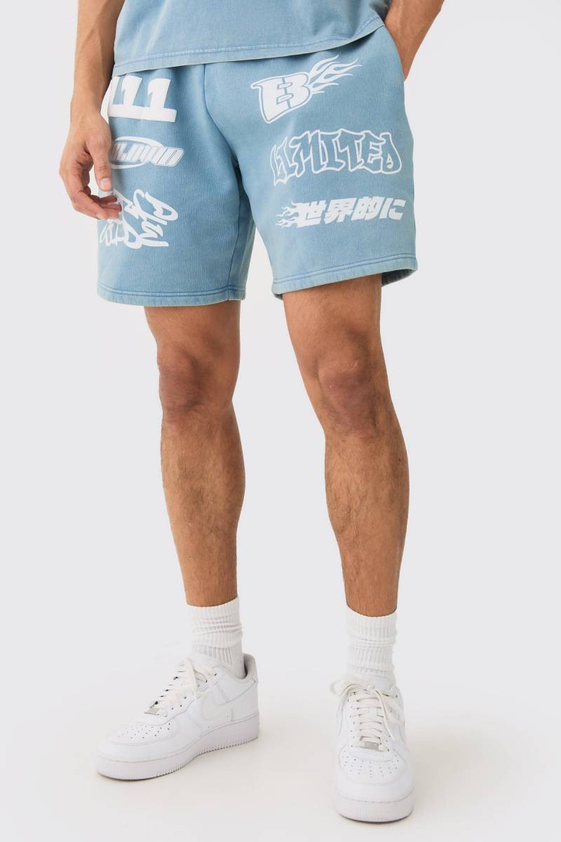 Lockere Shorts Mit Print - Slate Blue - Xs, Slate Blue Lockere Shorts Mit Print - Slate Blue - Xs, Slate Blue von boohoo