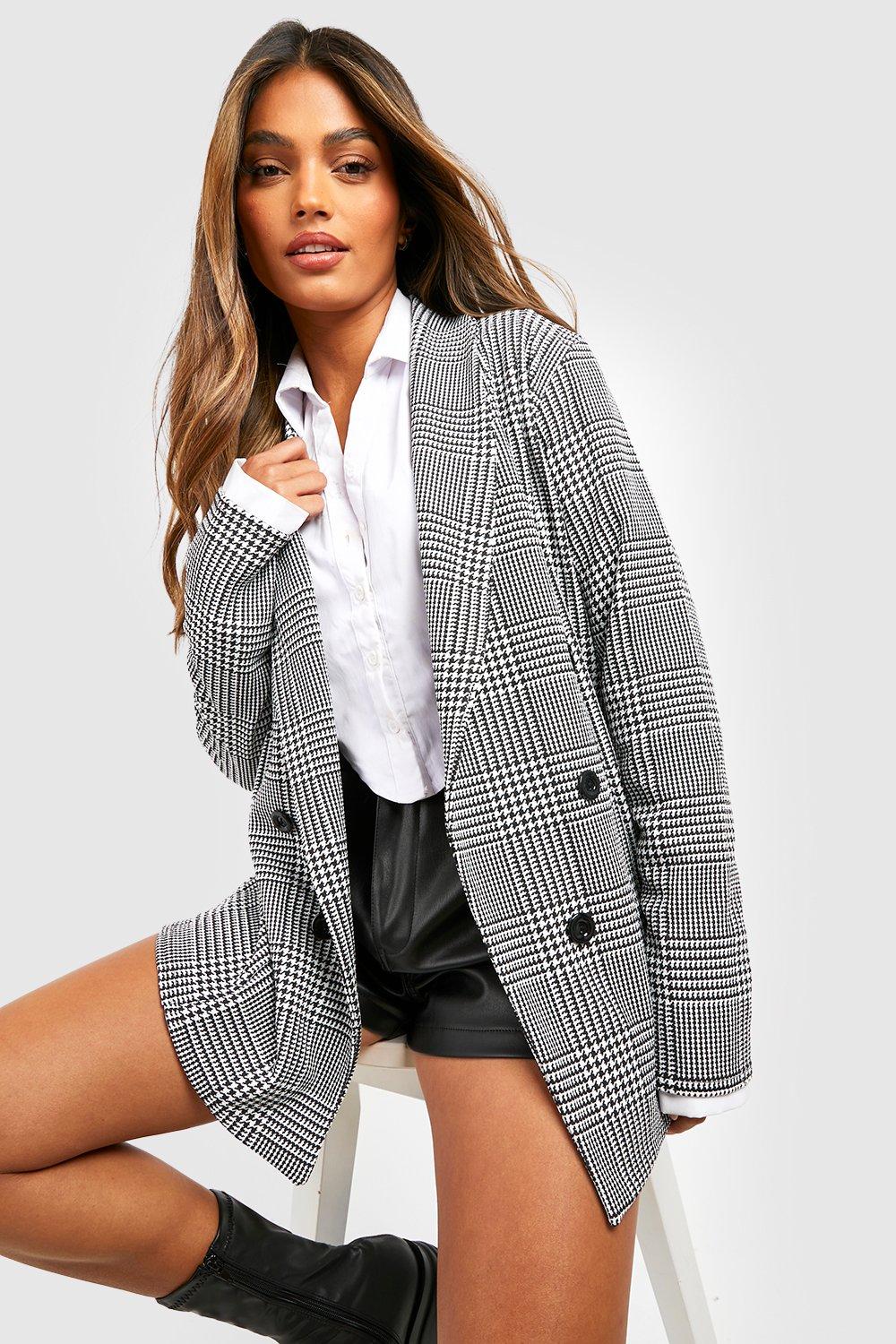 Lockerer Karierter Basic Jersey-Blazer - Black - 42, Black Lockerer Karierter Basic Jersey-Blazer - Black - 42, Black von boohoo