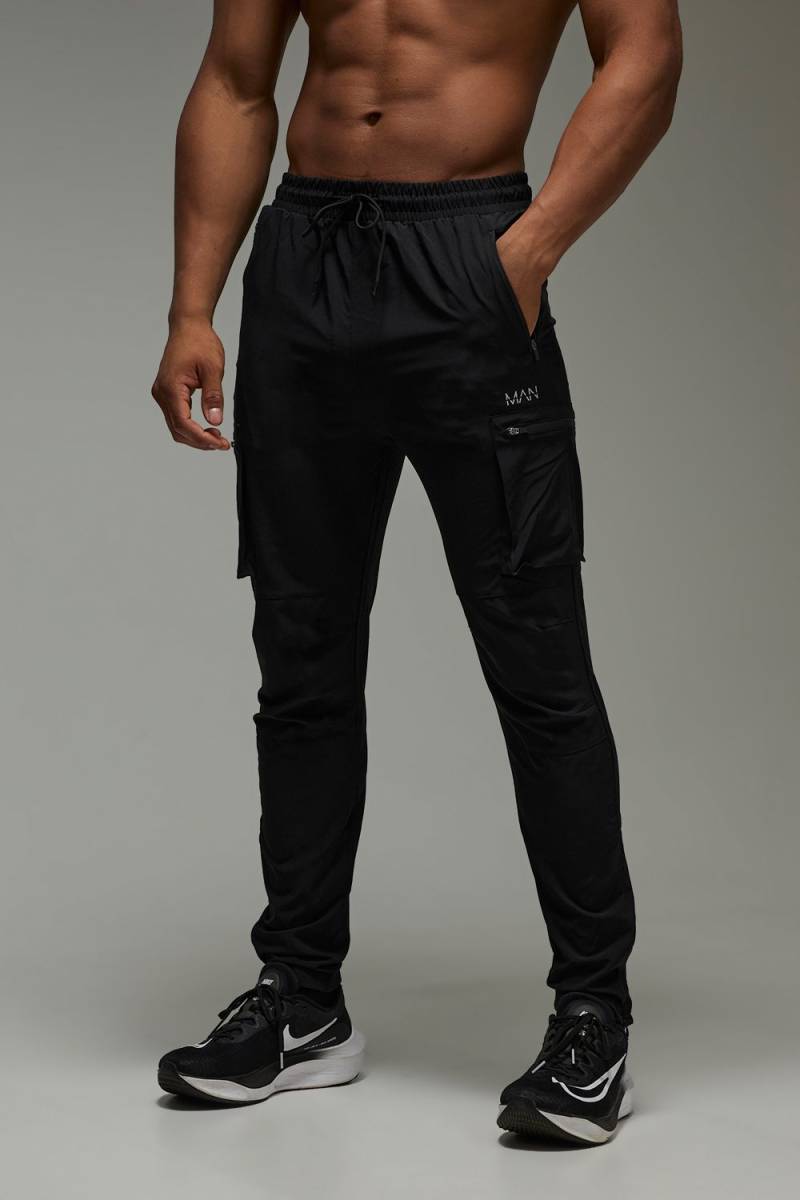 Man Active Cargo-Jogginghose - Black - 2Xl, Black von boohoo