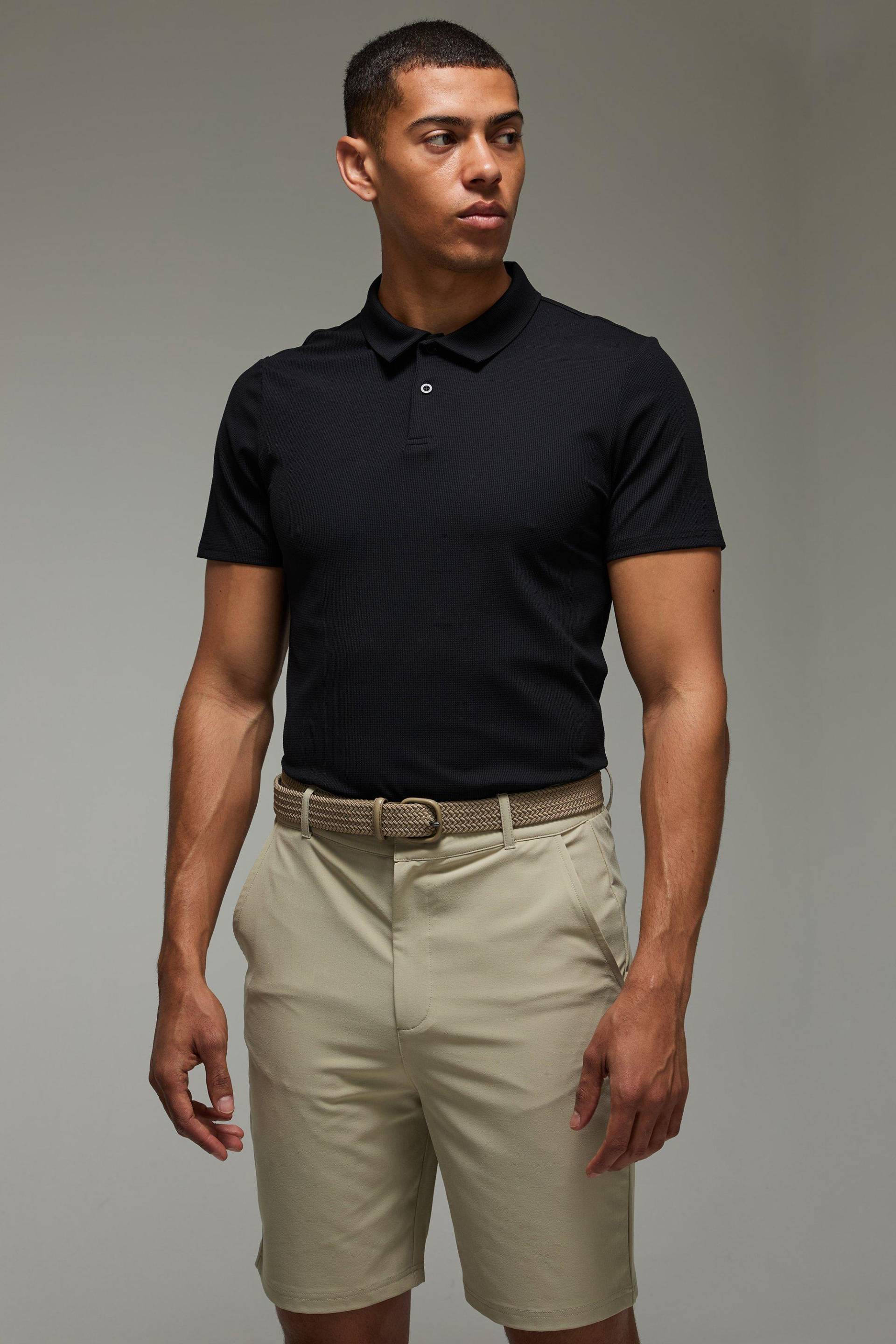 Man Active Golf Polo-Shirt - Black - L, Black Man Active Golf Polo-Shirt - Black - L, Black von boohoo