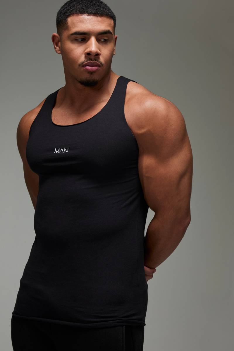 Man Active Gym Basic Muscle-Fit Vesttop - Black - M, Black von boohoo