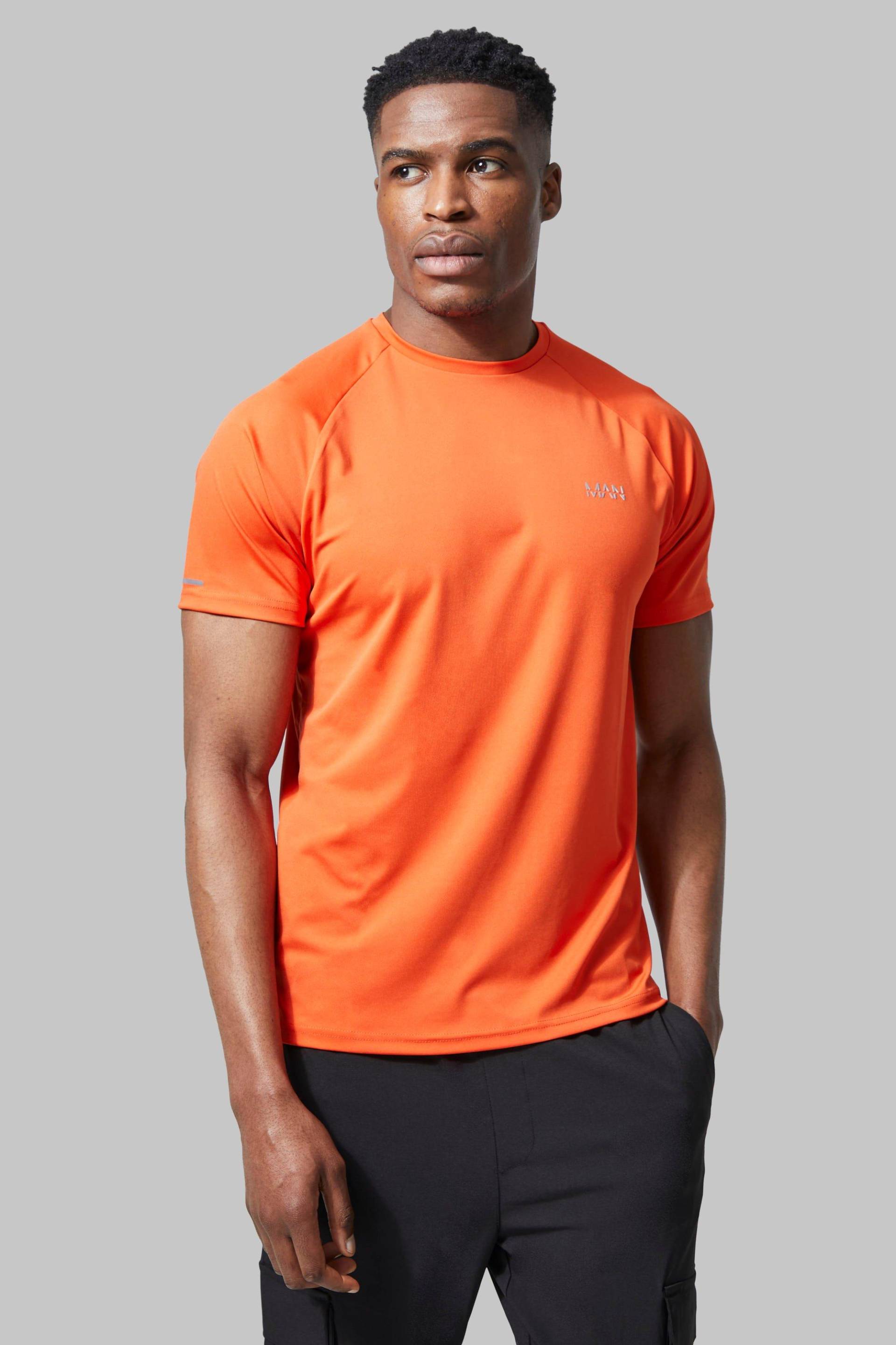 Man Active Gym Raglan T-Shirt - Orange - L, Orange von boohoo