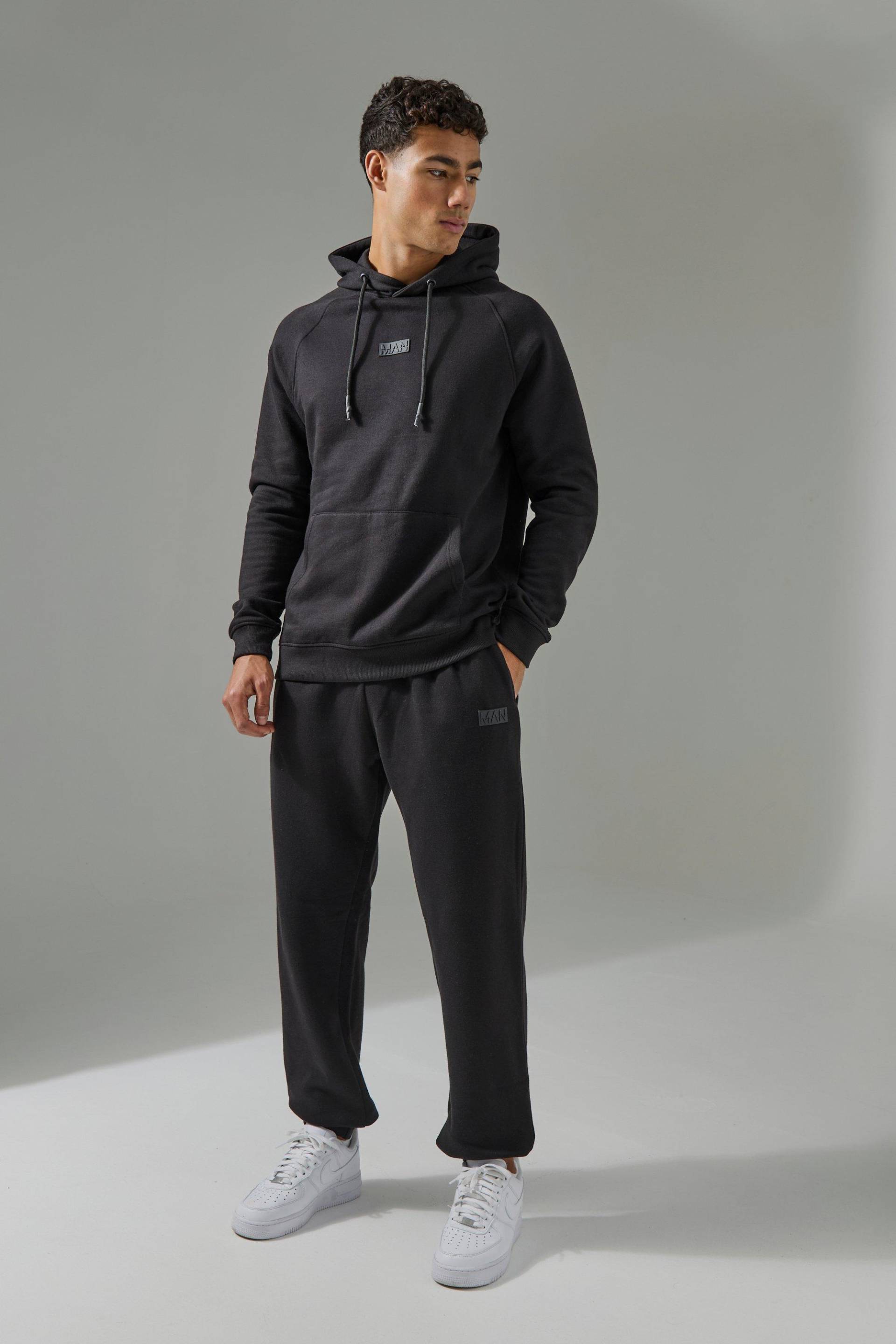 Man Active Hoodie & Jogginghose - Black - M, Black von boohoo