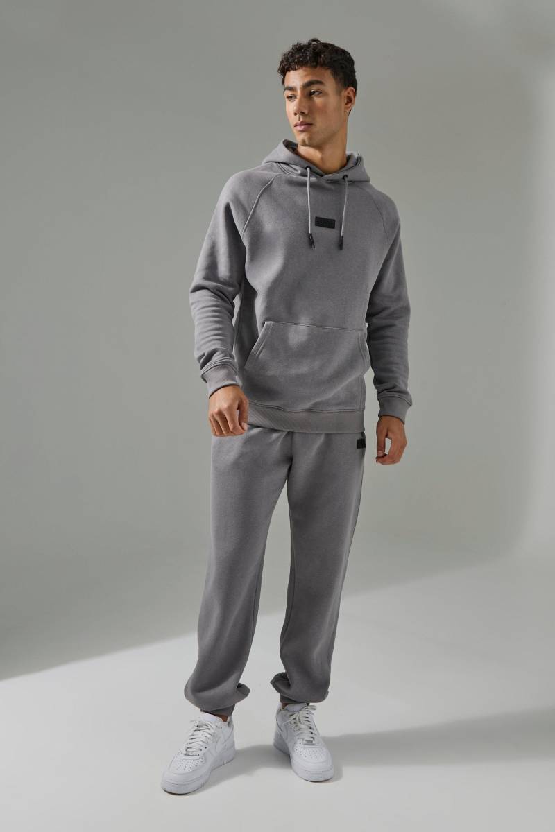 Man Active Hoodie & Jogginghose - Charcoal - L, Charcoal von boohoo