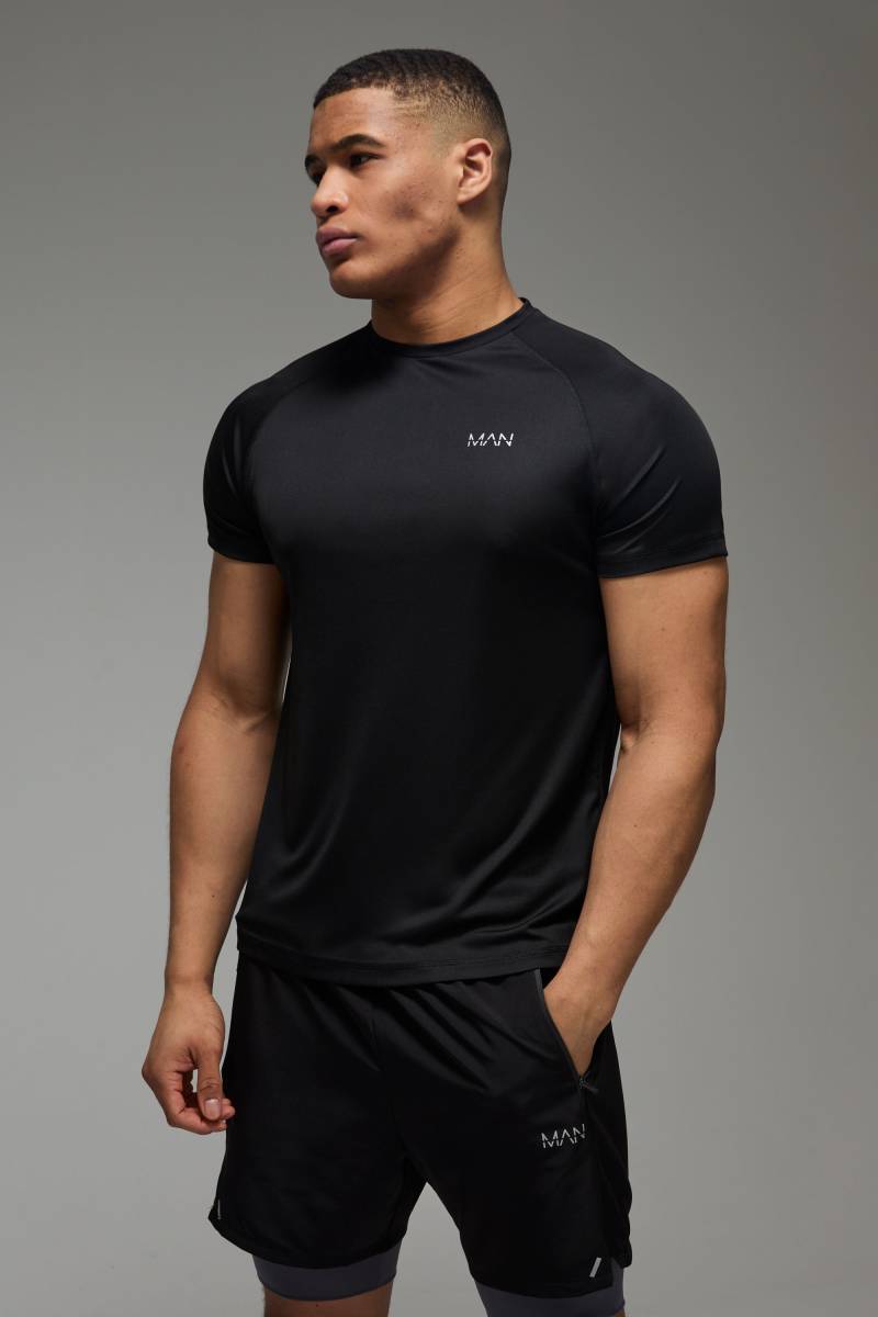 Man Active Hybrid Muscle-Fit Mesh T-Shirt - Black - L, Black von boohoo