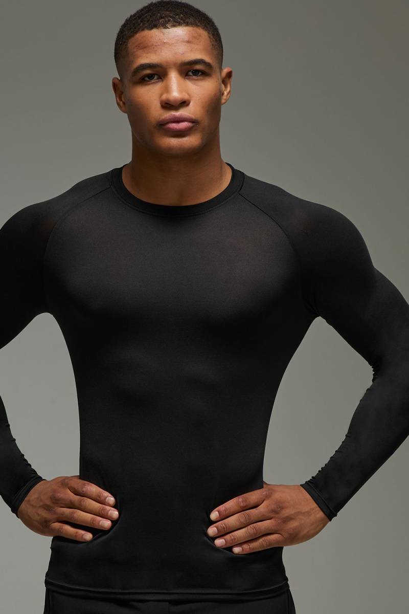 Man Active Lightweight Essentials Gym Raglan Muscle Fit Long Sleeve T-Shirt - Black - M, Black von boohoo