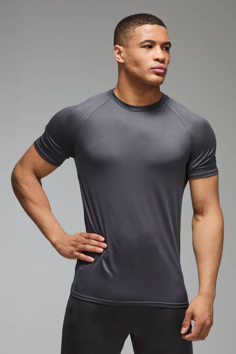 Man Active Lightweight Essentials Gym Raglan T-Shirt - Charcoal - 2Xl, Charcoal von boohoo