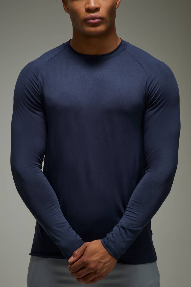 Man Active Lightweight Essentials Gym Raglan T-Shirt Mit Langen Ärmeln - Navy - L, Navy von boohoo