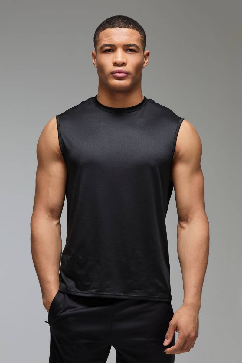 Man Active Lightweight Essentials Gym Vesttop - Black - L, Black von boohoo