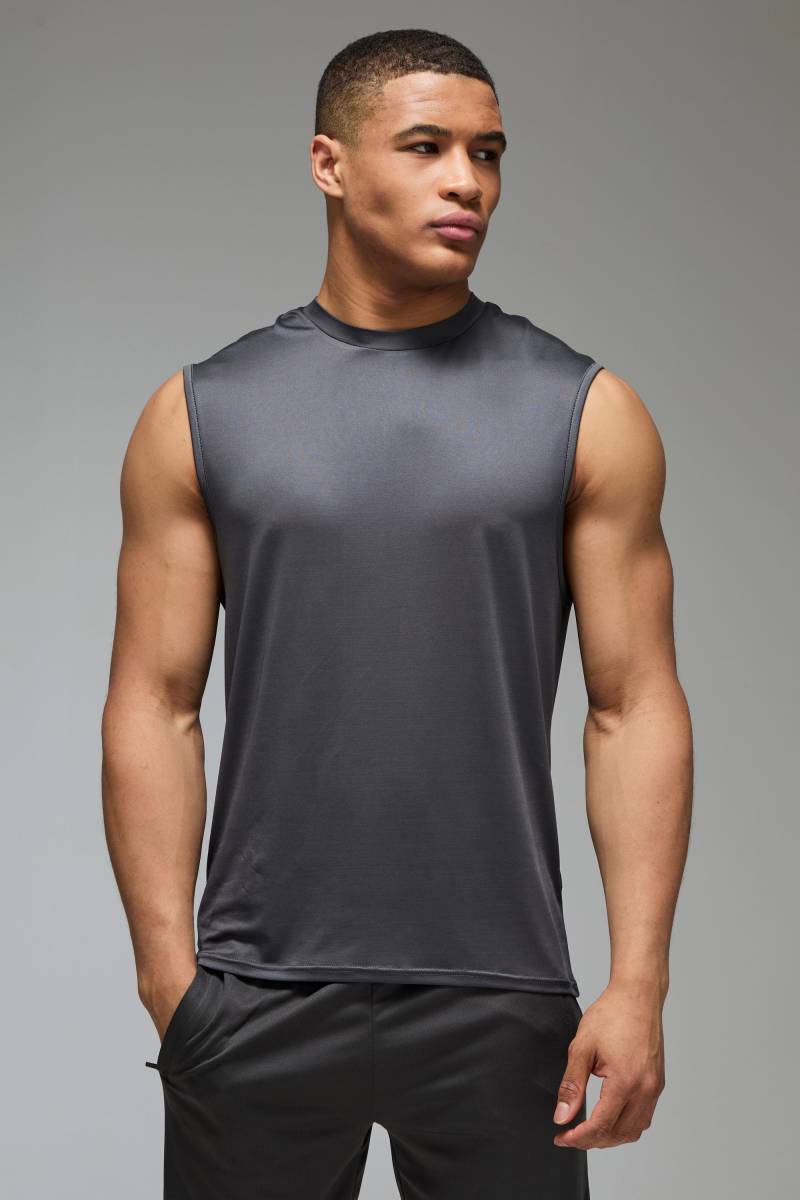 Man Active Lightweight Essentials Gym Vesttop - Charcoal - 2Xl, Charcoal von boohoo
