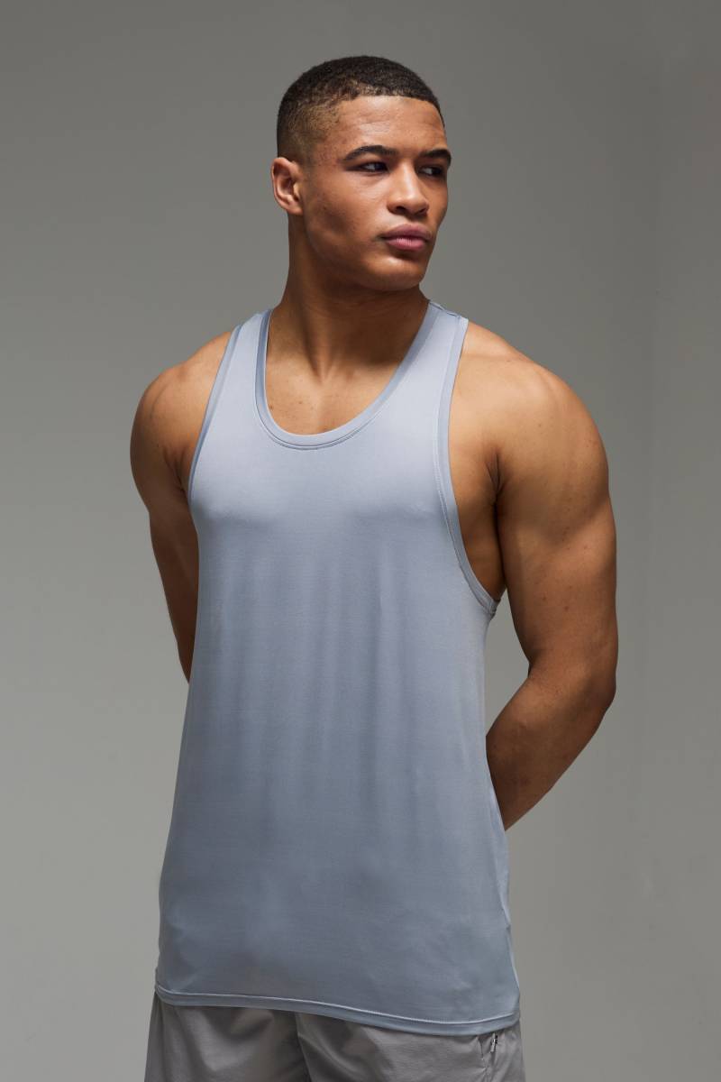 Man Active Lightweight Essentials Sport-Top - Light Grey - L, Light Grey von boohoo